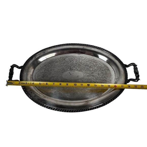 Vintage FB Rogers Silver Co. Silver Plated Over Copper Serving Tray with Handles - Picture 6 of 6